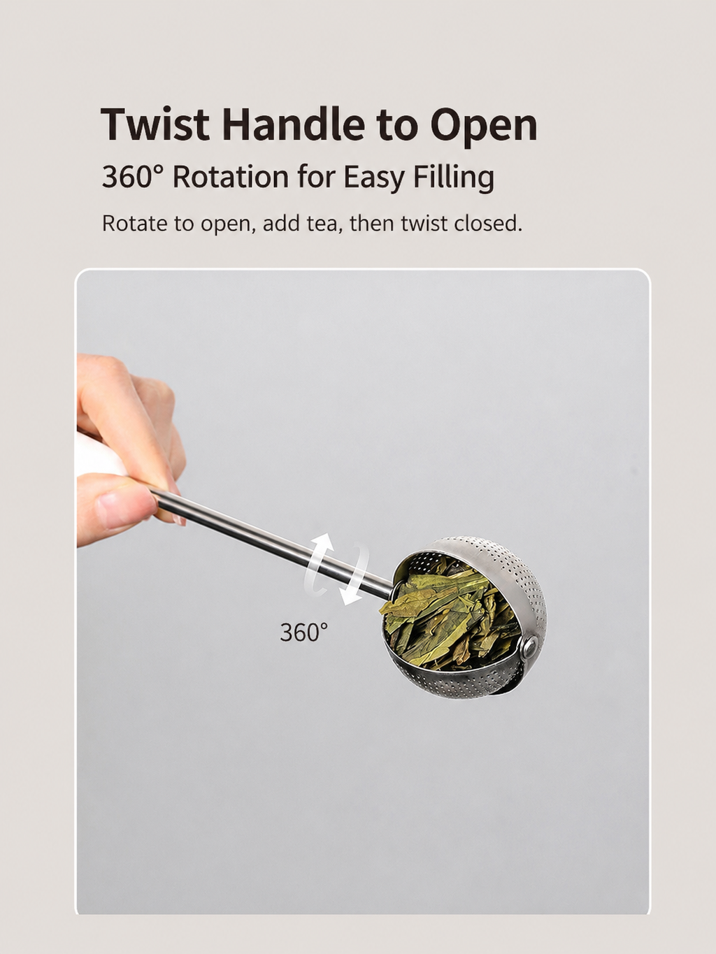 304 Stainless Steel Long-Handle Rotating Tea Infuser