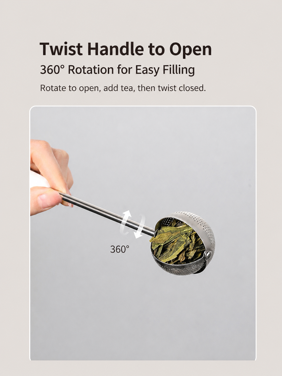 304 Stainless Steel Long-Handle Rotating Tea Infuser