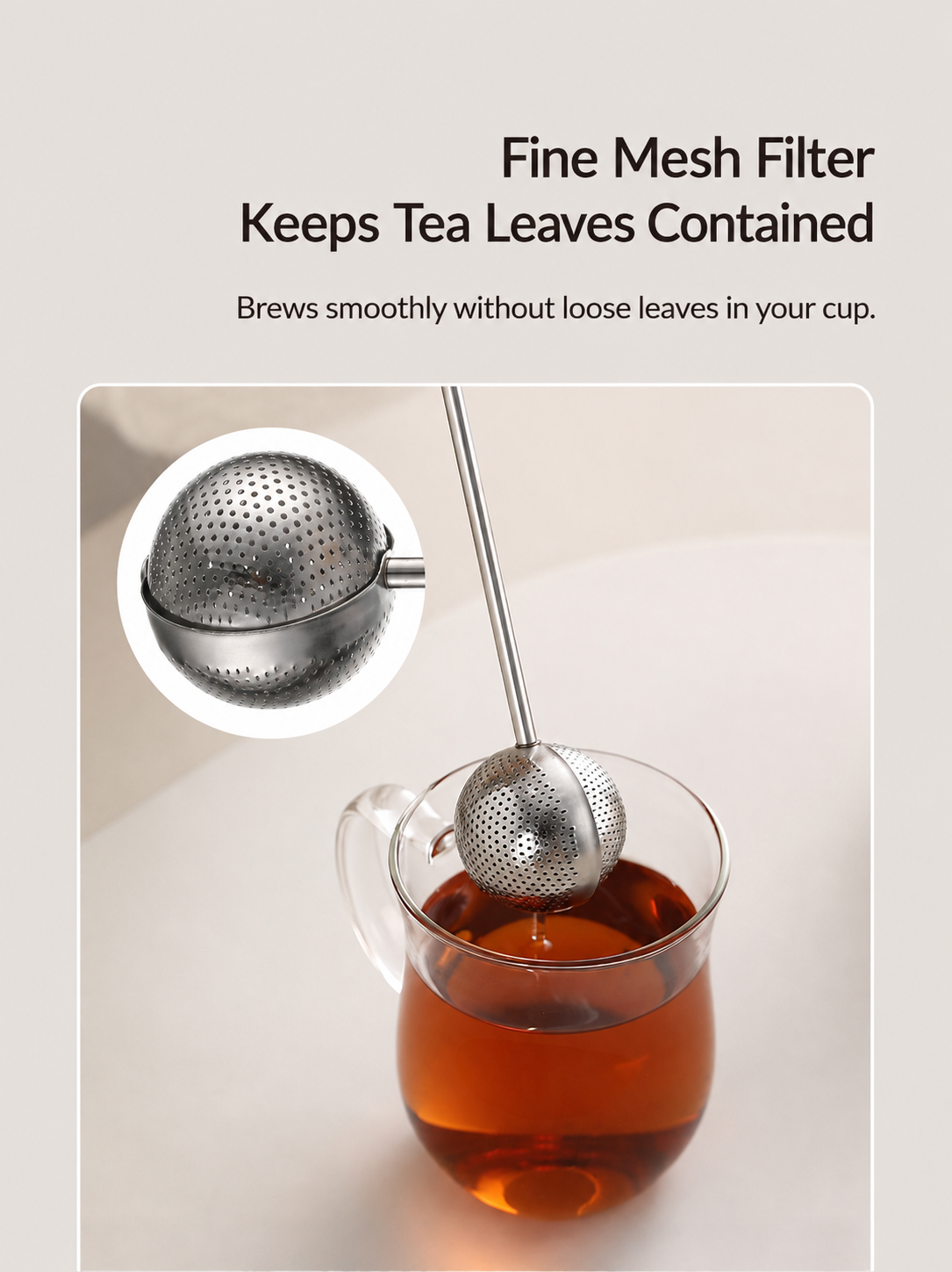 304 Stainless Steel Long-Handle Rotating Tea Infuser