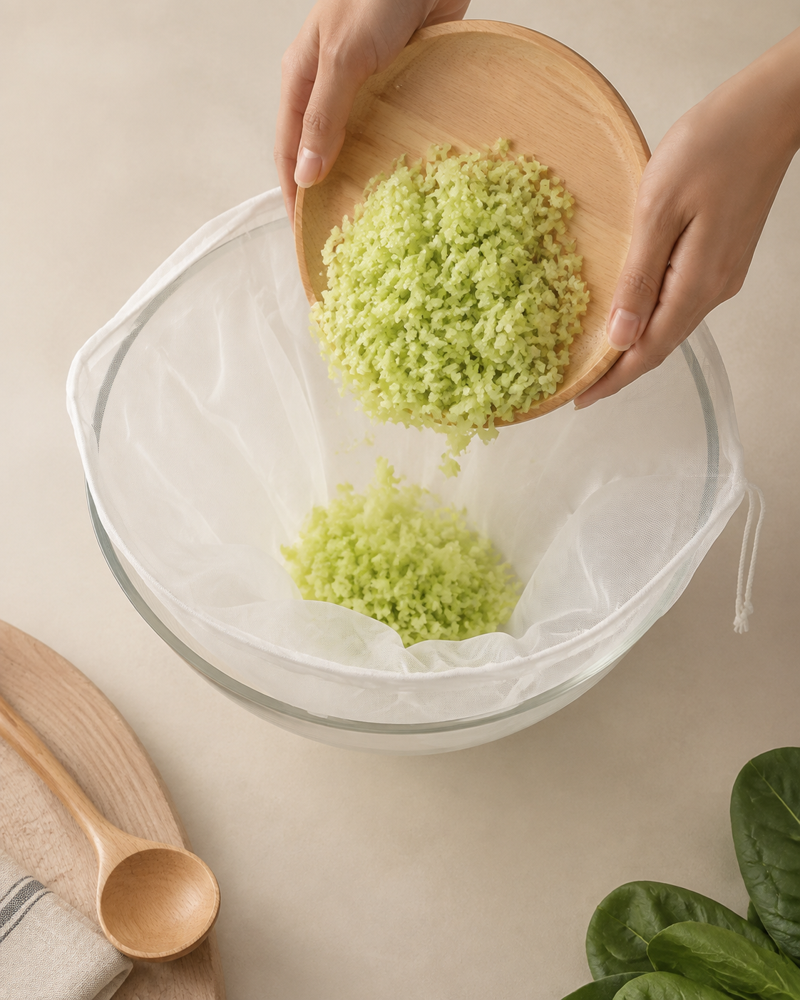 Wide opening mesh bag for easy filling