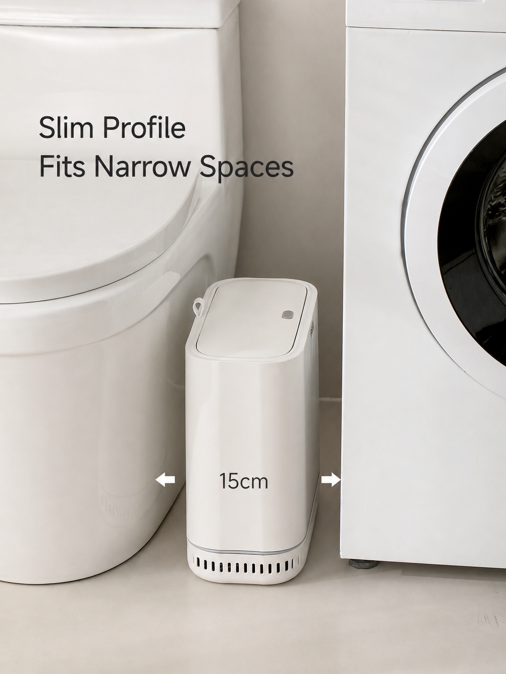 Slim trash bin for narrow spaces