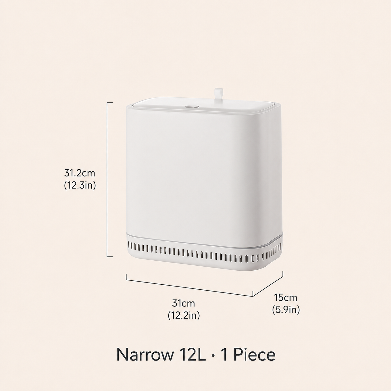 Narrow 12L trash bin, one piece