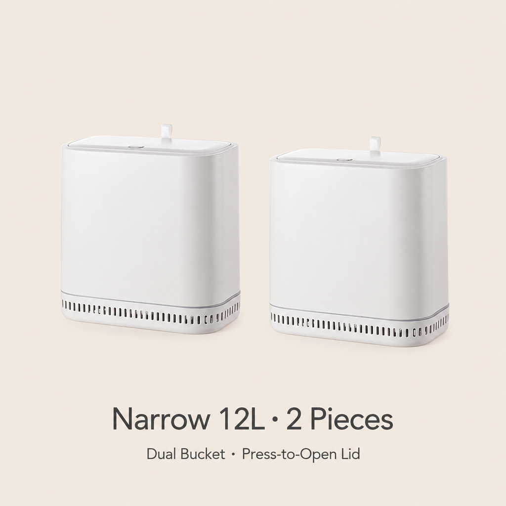 Narrow 12L trash bin, two pieces