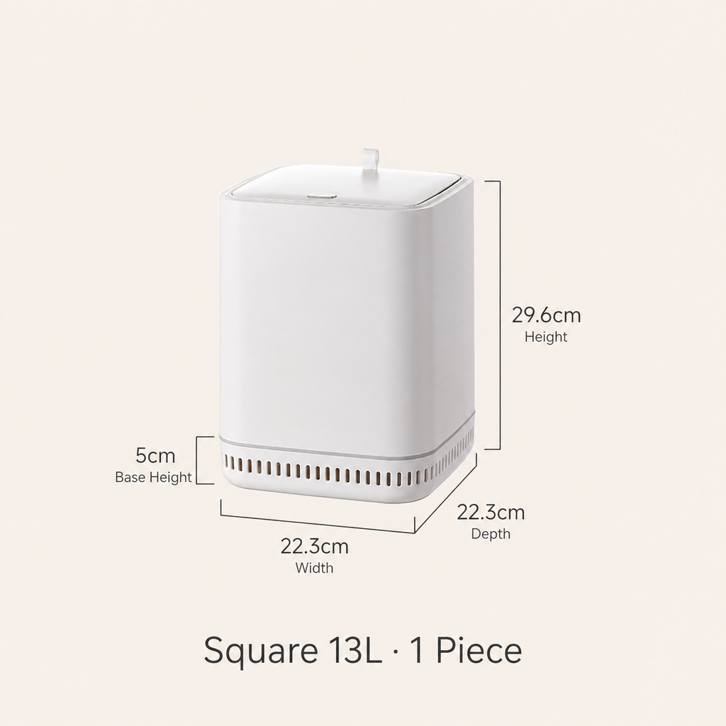 Square 13L trash bin, one piece