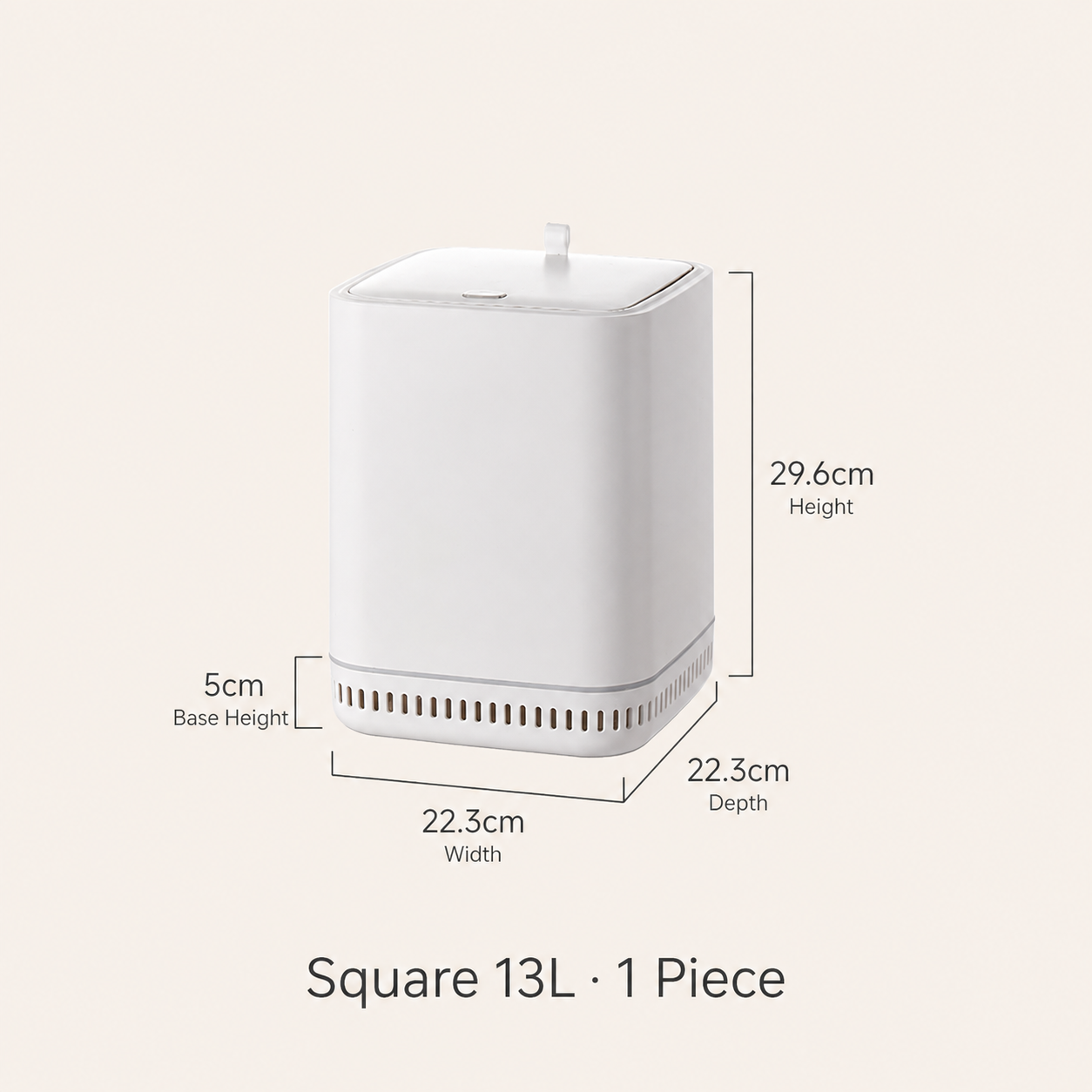 Square 13L trash bin, one piece