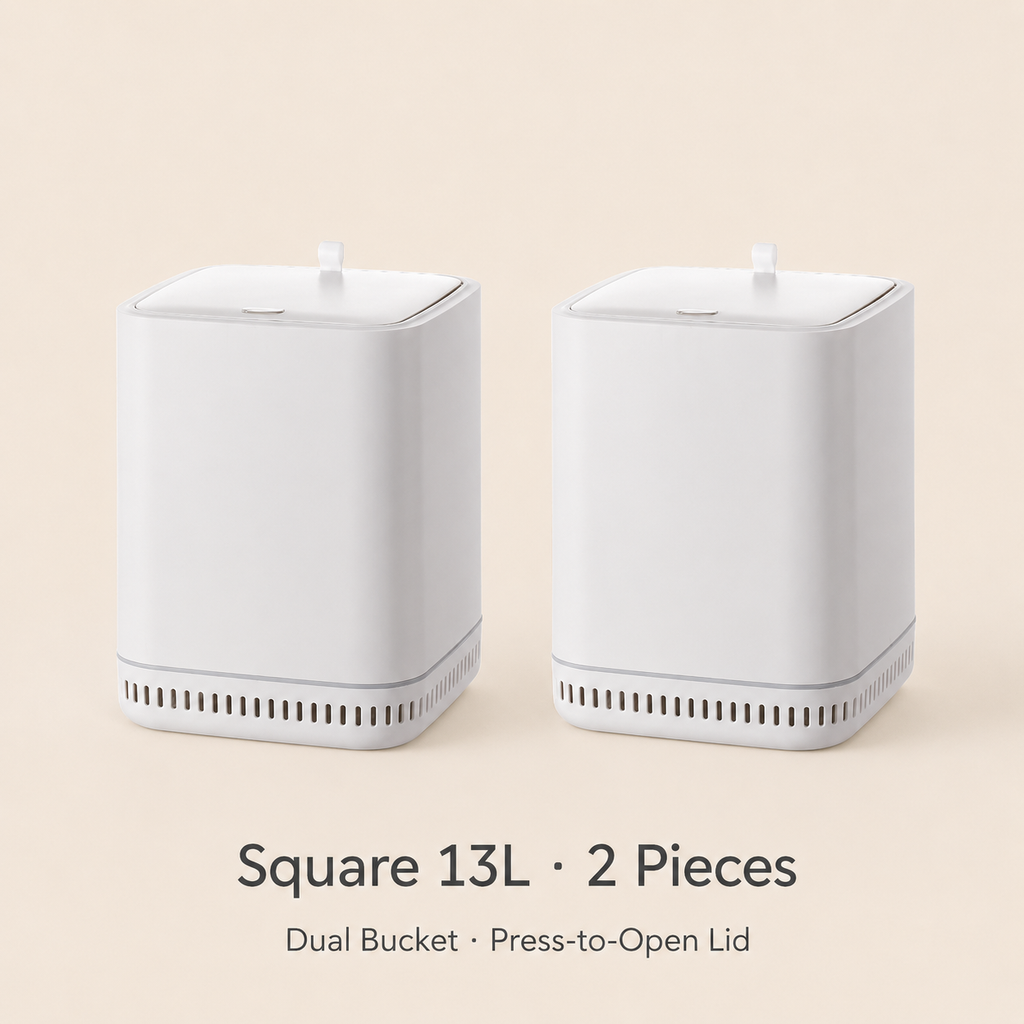 Square 13L trash bin, two pieces