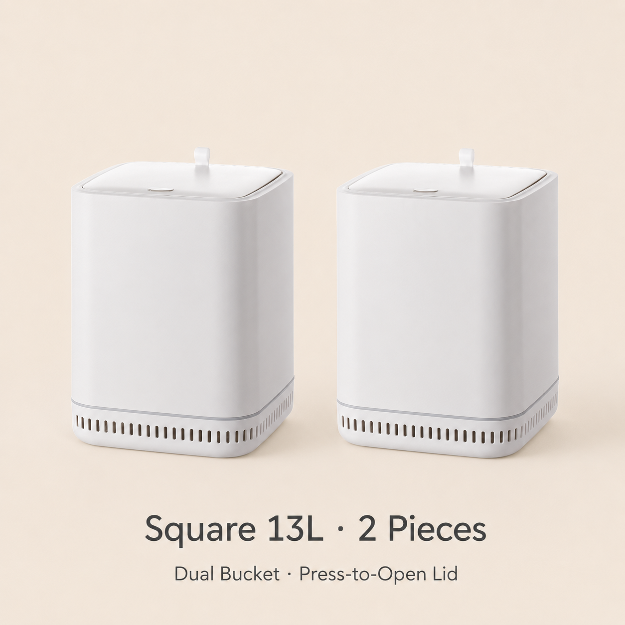 Square 13L trash bin, two pieces