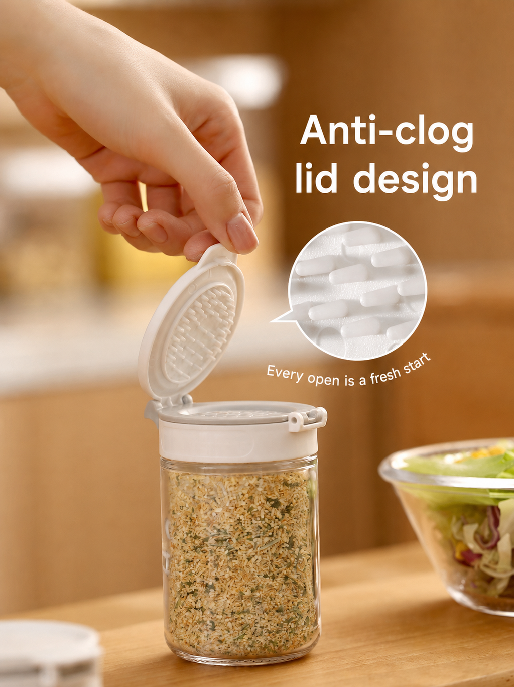 Dual-Lid Anti-Clog Seasoning Jars