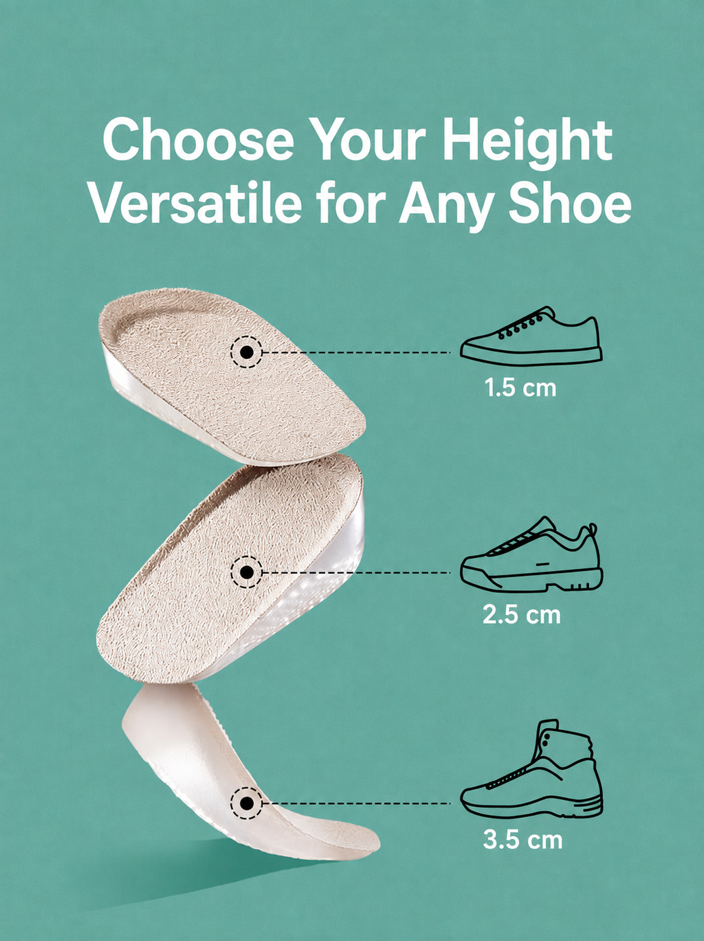 Height-Boosting Gel Shoe Insoles – 1.5/2.5/3.5 cm