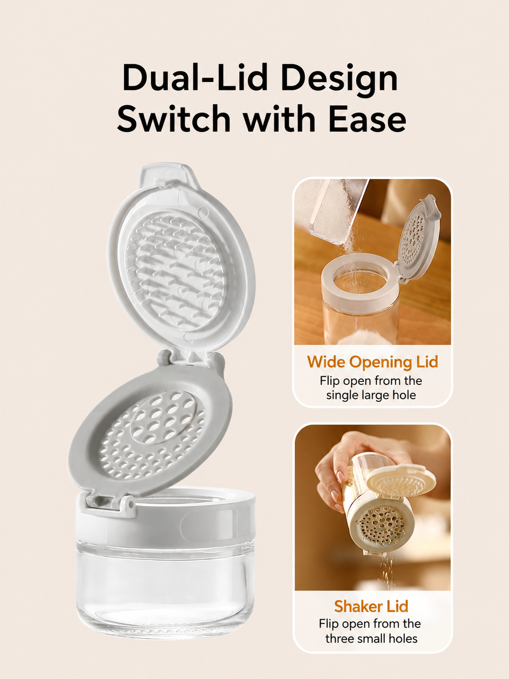 Dual-Lid Anti-Clog Seasoning Jars