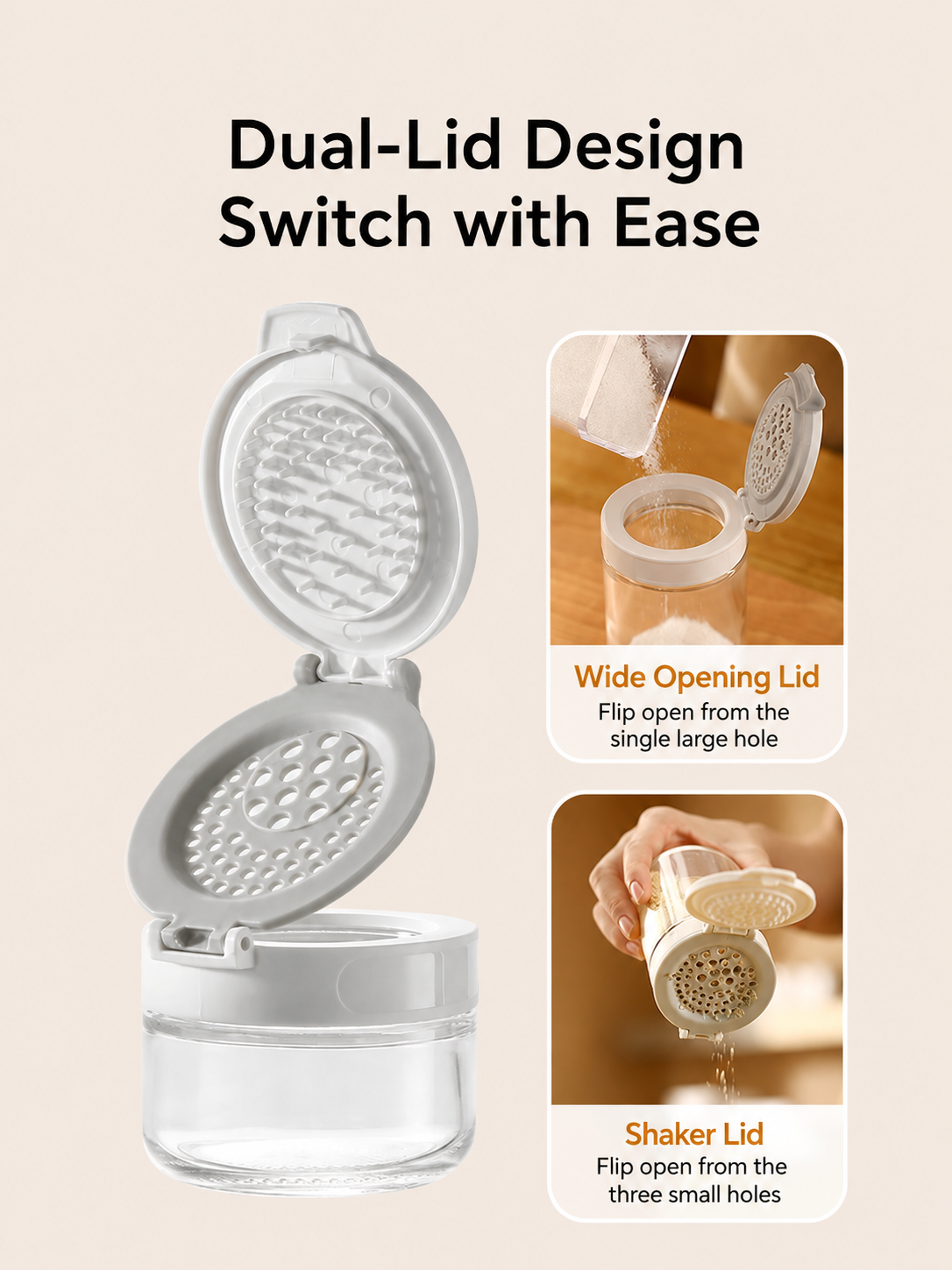 Dual-Lid Anti-Clog Seasoning Jars